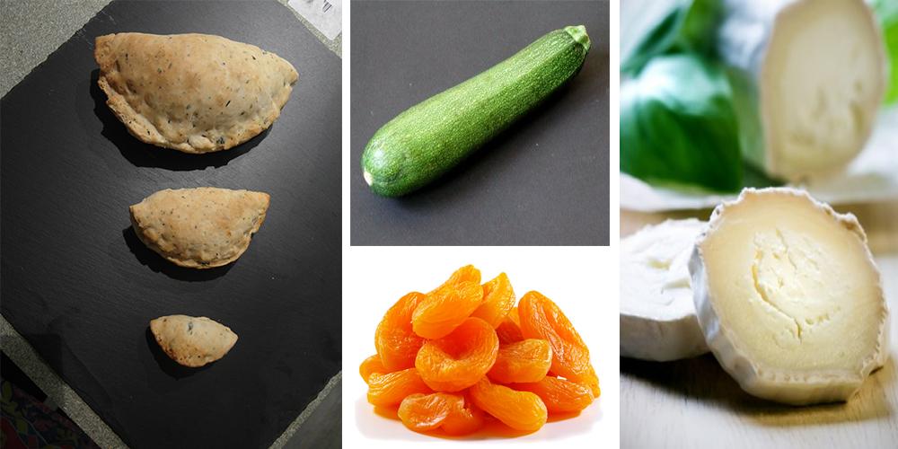 
 



 Chaussons salés : abricot sec, courgette, chèvre & miel