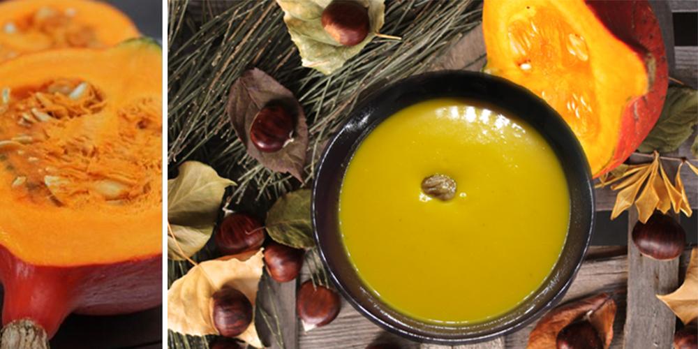 Velouté de potimarron et châtaignes
