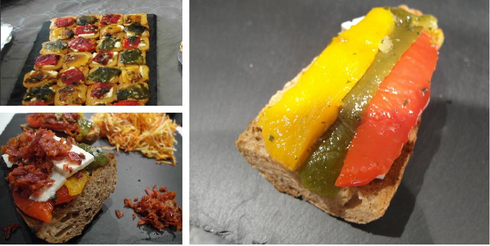 Toasts de poivrons marinés